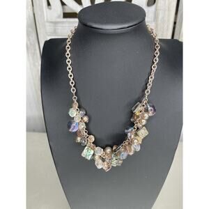 Faux Pearl Crystal Shell Charm Bead Bauble Gold Rosegold Necklace